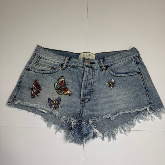 We The Free Butterfly Embroidered Denim Cutoff Shorts Size 26 - Picture 1 of 12